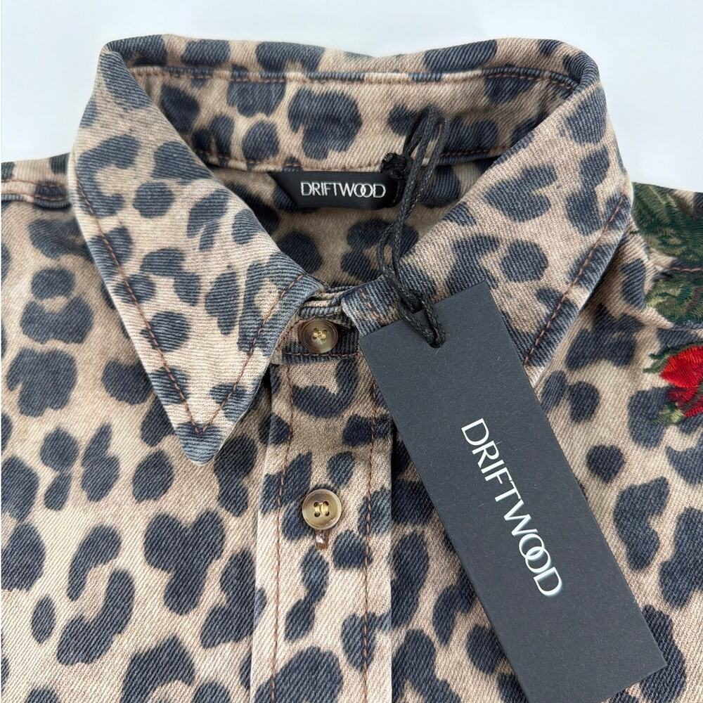 Driftwood Dani Shirt x Wild Rose Cropped Button-Up Jacket Leopard Size L - Picture 7 of 10